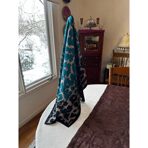 Coach Teal Black Leopard Print Scarf & Wrap